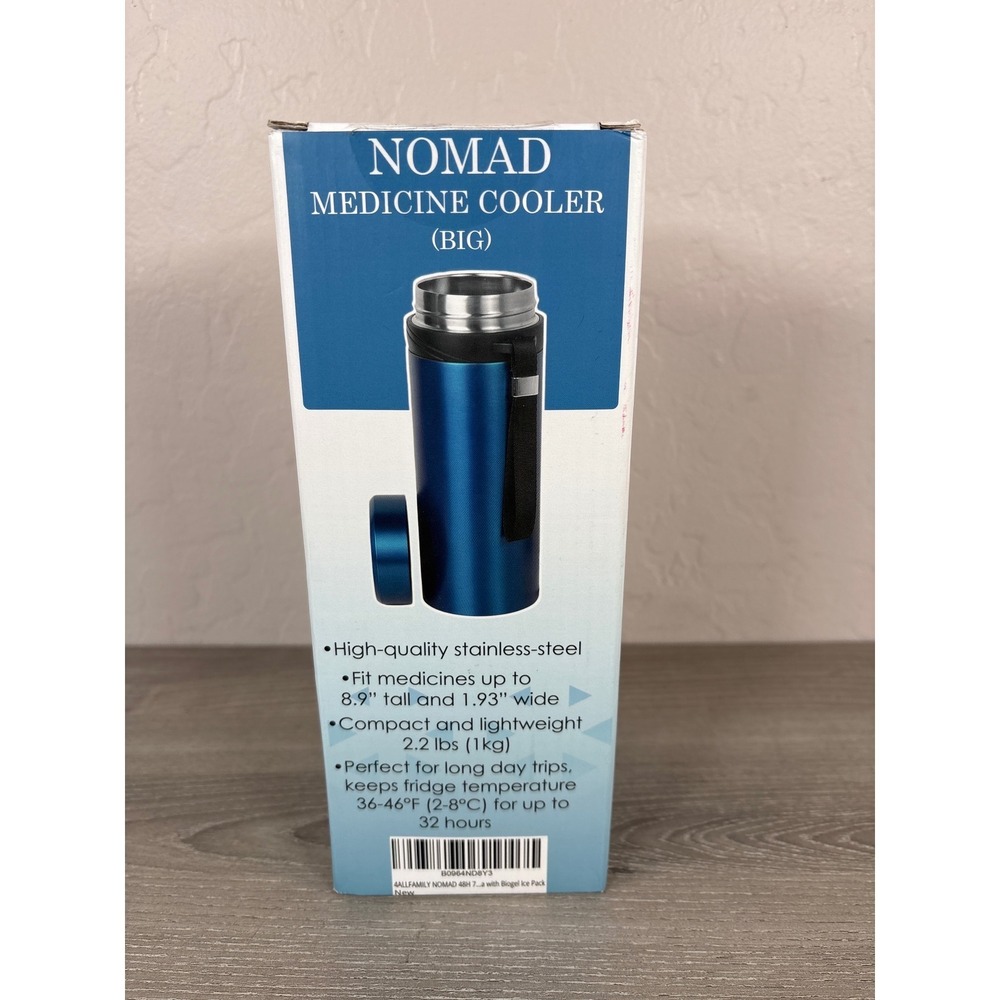 4AllFamily Nomad Medicine Cooler Big Blue Stainless Steel Travel Case